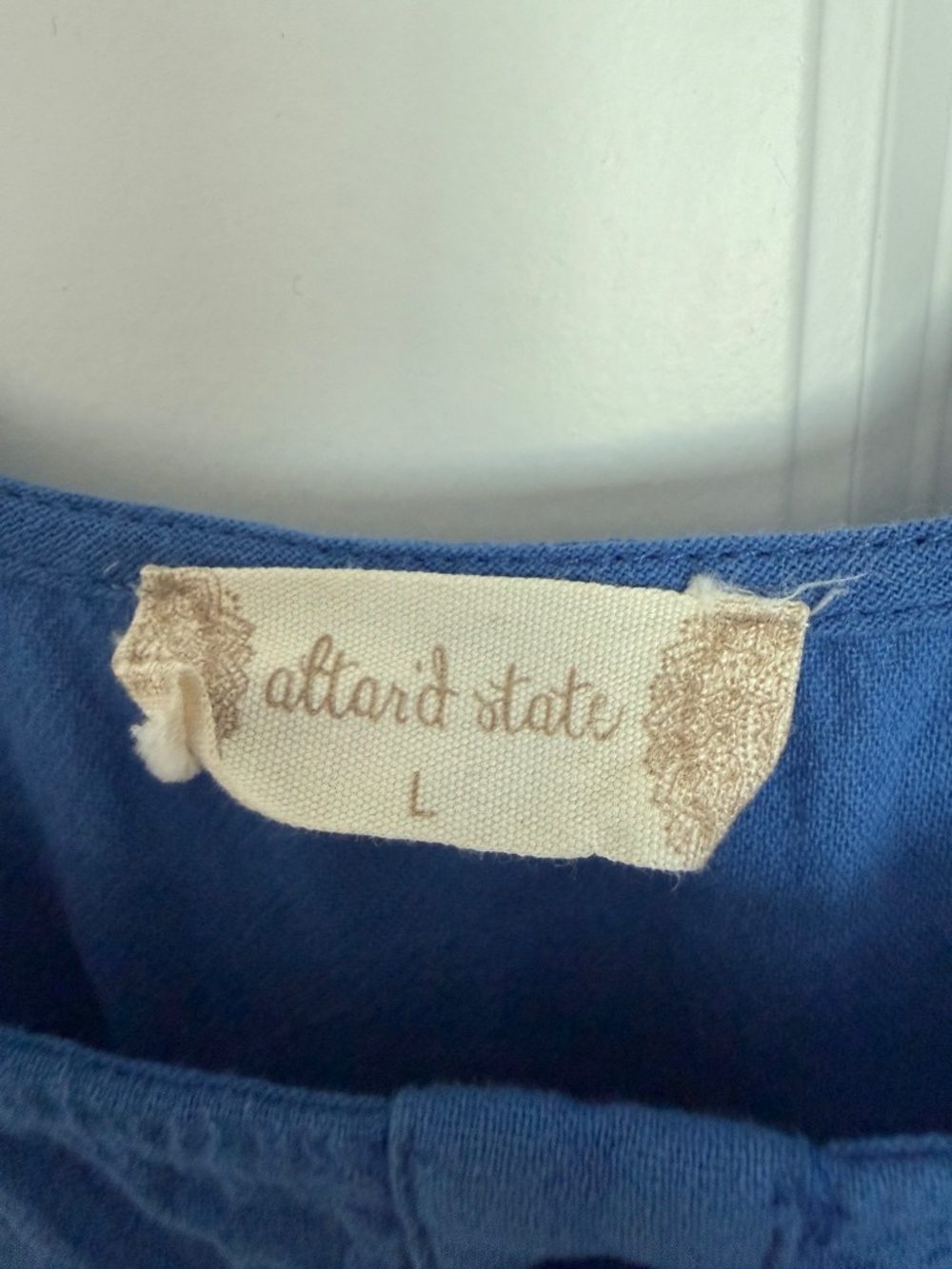 Altar’d State Blue Tiered Dress Smocked Waist Cotton Size L - Picture 4 of 11